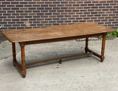 A 20th Century refectory table on turned
