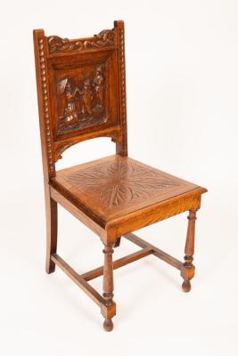 A carved oak single chair, the