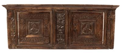 A 16th Century carved oak overmantel 36ba02