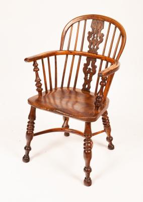 A yew wood and elm Windsor chair,