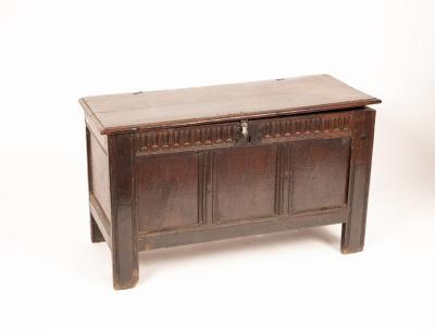 An early 17th Century oak coffer,