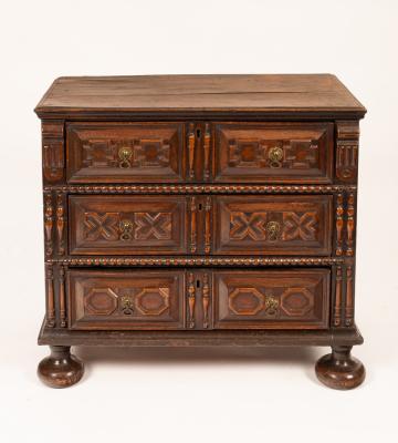 A Charles II oak chest of drawers,