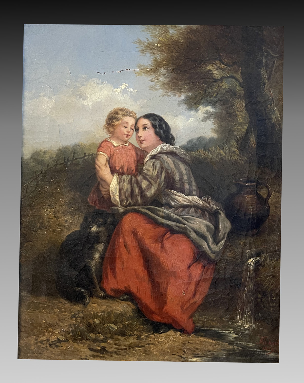 EUROPEAN GENRE PAINTING WITH MOTHER 36ba9d