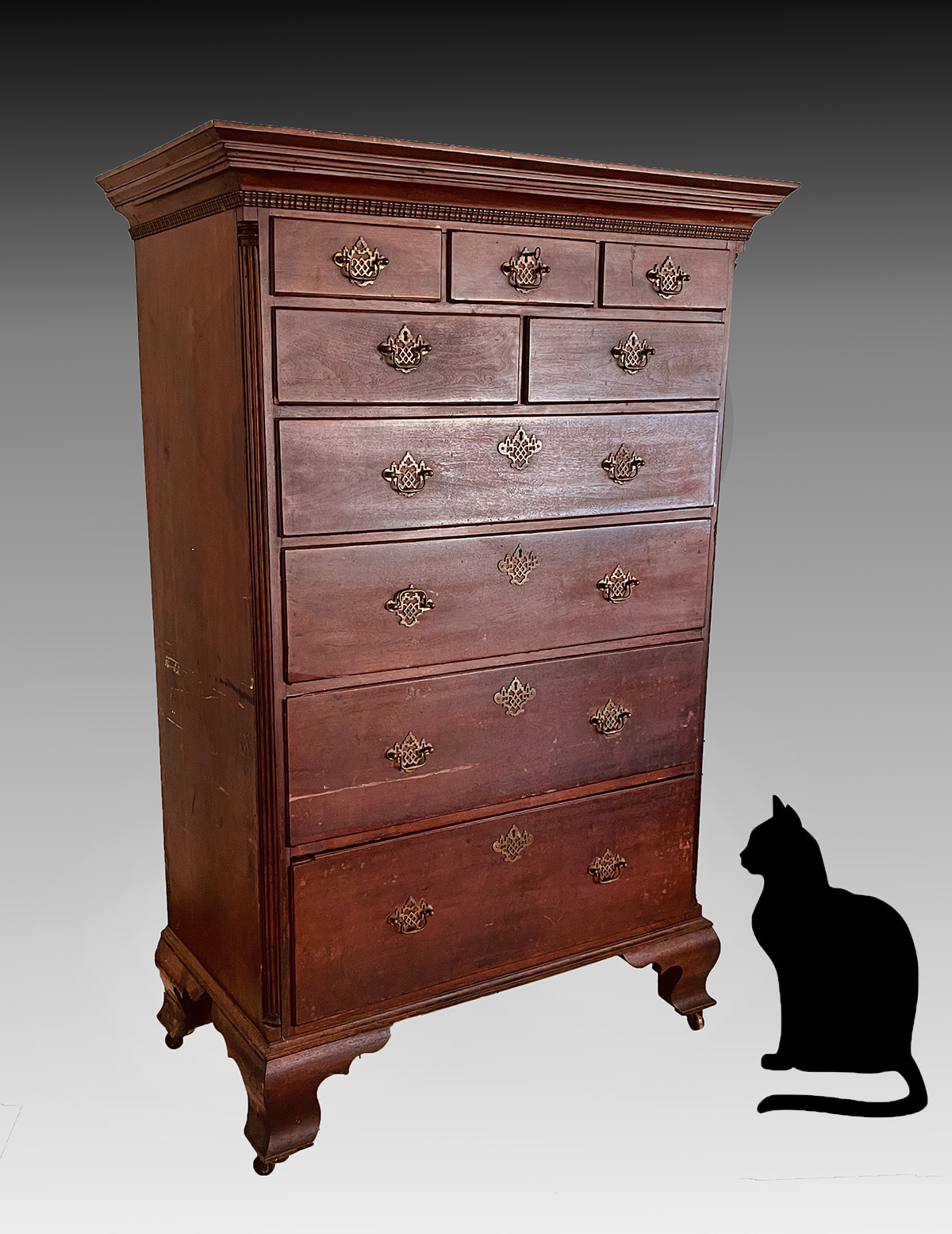 EARLY MAHOGANY 9 DRAWER CHEST  36bab2