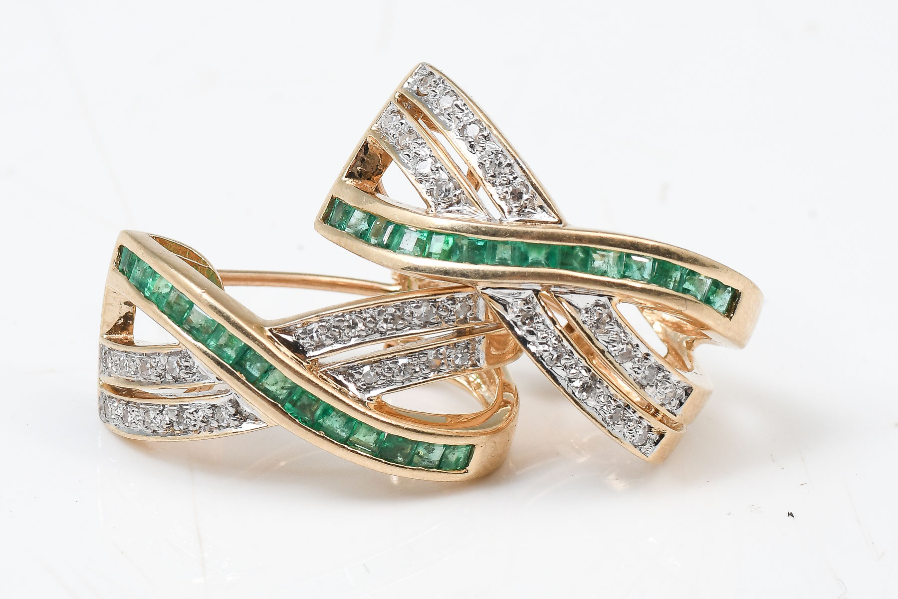 14K EMERALD DIAMOND EARRINGS  36bace