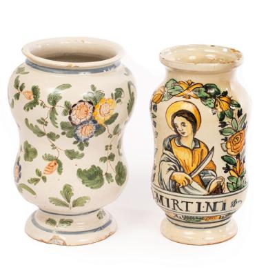 Two Italian Maiolica albarelli,