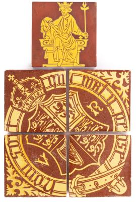 A Minton tile and a set of four Chamberlain