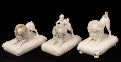 Three Worcester biscuit porcelain models