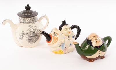 Three rare novelty teapots, comprising