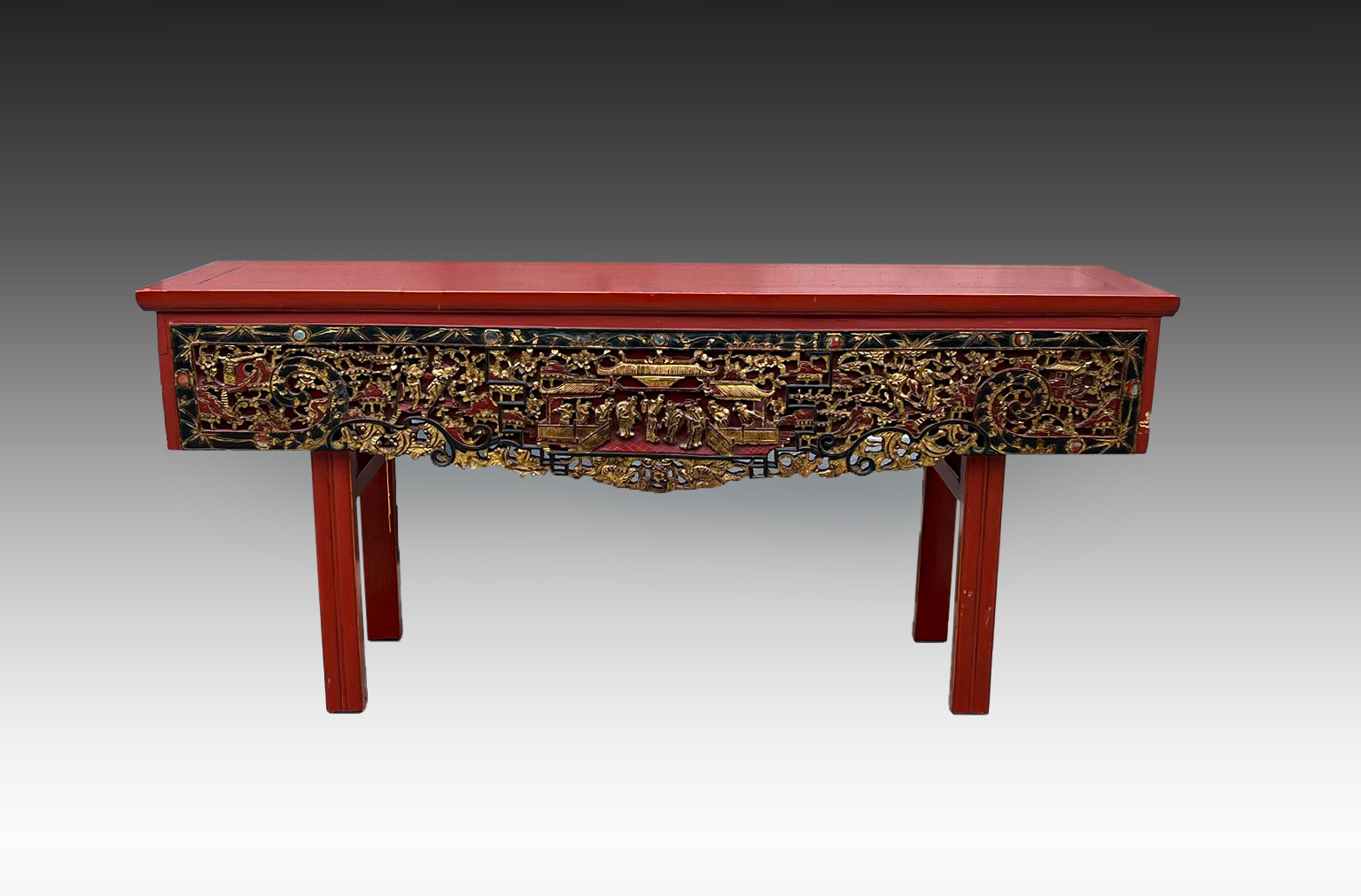 CHINESE RED LACQUERED ALTAR TABLE  36bb63