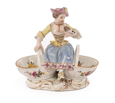 A Meissen figural sweetmeat dish, Academic