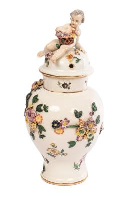 A German porcelain vase and cover, possibly