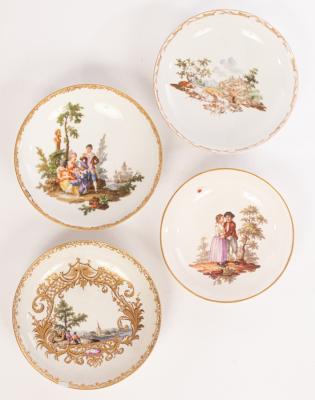 Four German saucers, 18th Century, comprising
