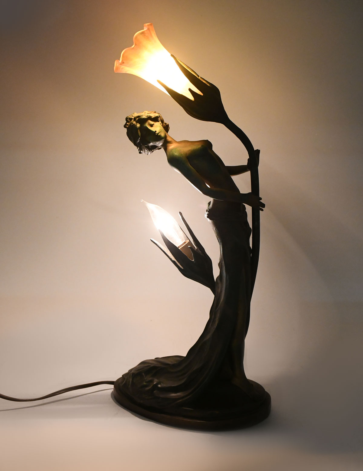 ART DECO BRONZE NUDE FEMALE LAMP 36bb8b