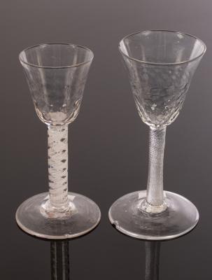 Two 18th Century wine glasses,