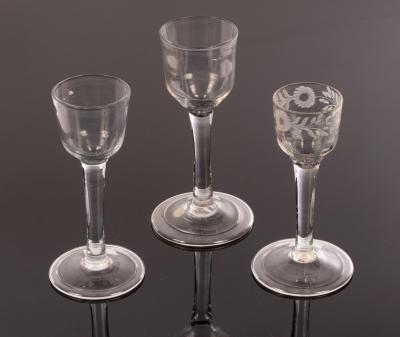 Three 18th Century wine glasses 36bc2b