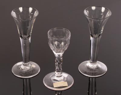 Two 18th Century wine glasses,