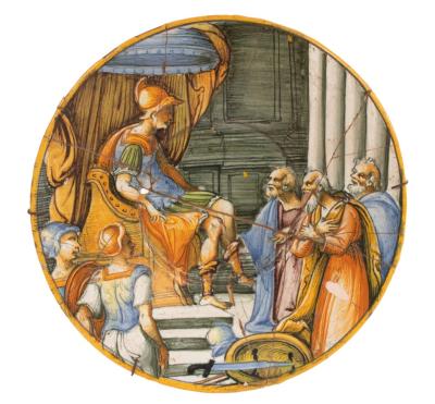 An Italian maiolica istoriato plate,