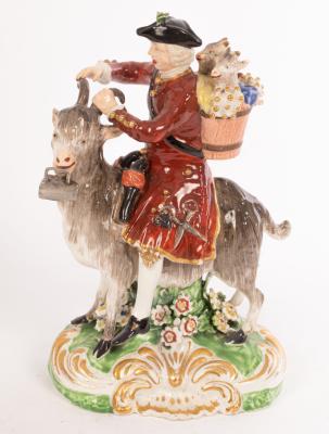 A Derby Welsh tailor on his goat, 15cm