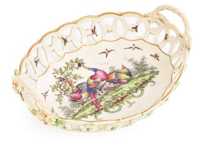 A Worcester oval basket, painted