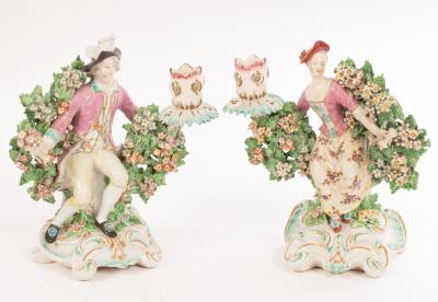 A pair of Derby bocage candlestick