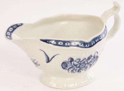 A Worcester blue and white sauce boat,