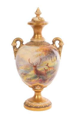 A Royal Worcester two-handled vase