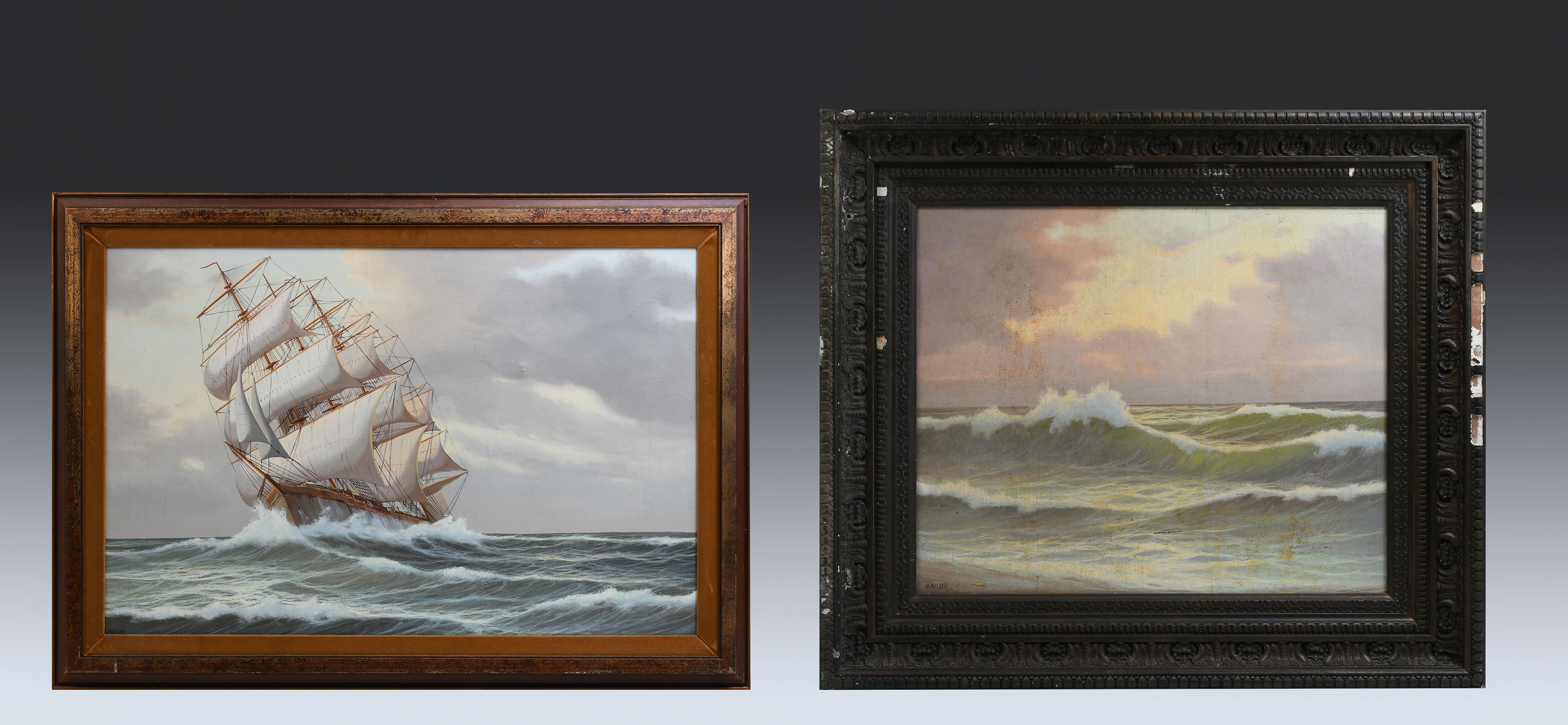 TWO MARITIME OIL PAINTINGS BY O  36bd25