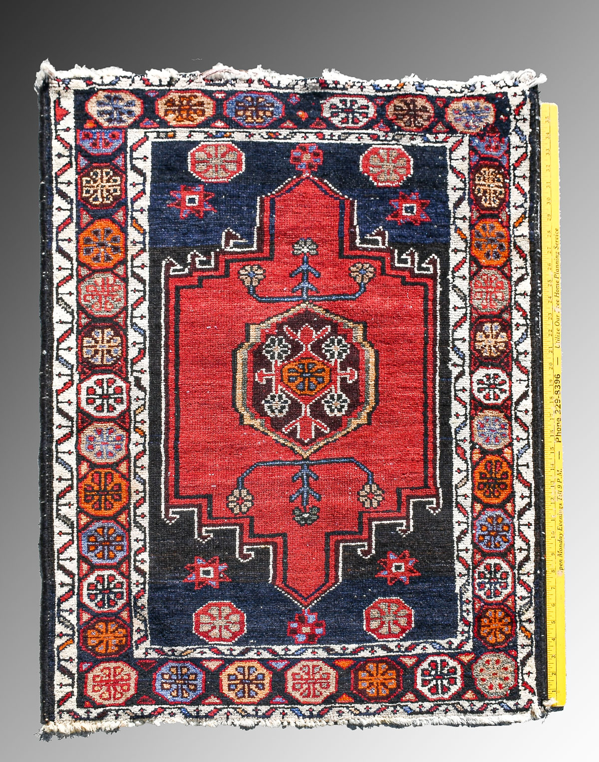 CAUCASIAN HAND KNOTTED WOOL RUG,