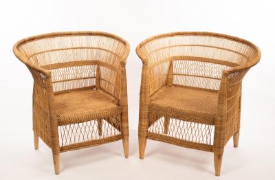 A pair of Malawi cane armchairs,