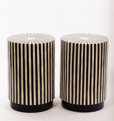 A pair of inlaid, black and white