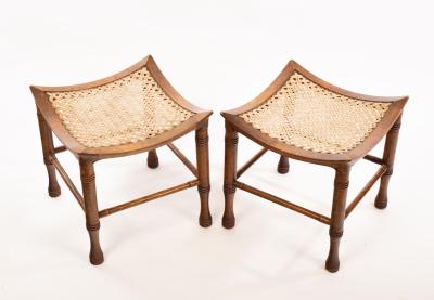 A pair of beech Thebes stools,