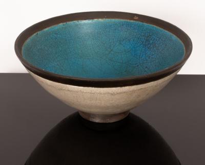 A Continental turquoise bowl, the flanged