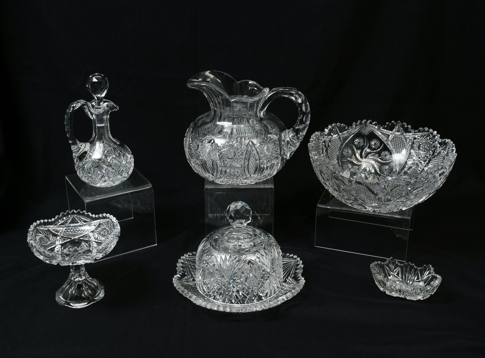 6 PC. AMERICAN BRILLIANT CUT CRYSTAL