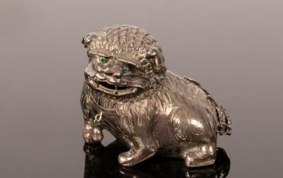 A Chinese silver foo dog, 19th/20th