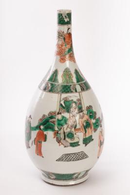 A Chinese famille vert vase, Youchuiping,