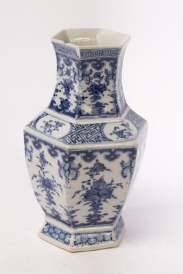 A Chinese hexagonal blue and white