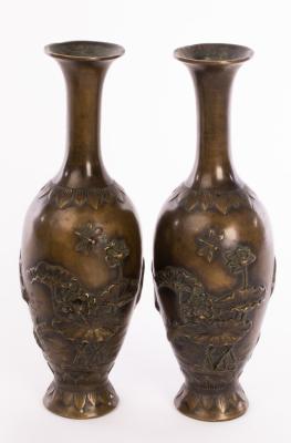 A pair of Chinese bronze vases, 20th