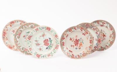 Six Chinese export famille rose plates,