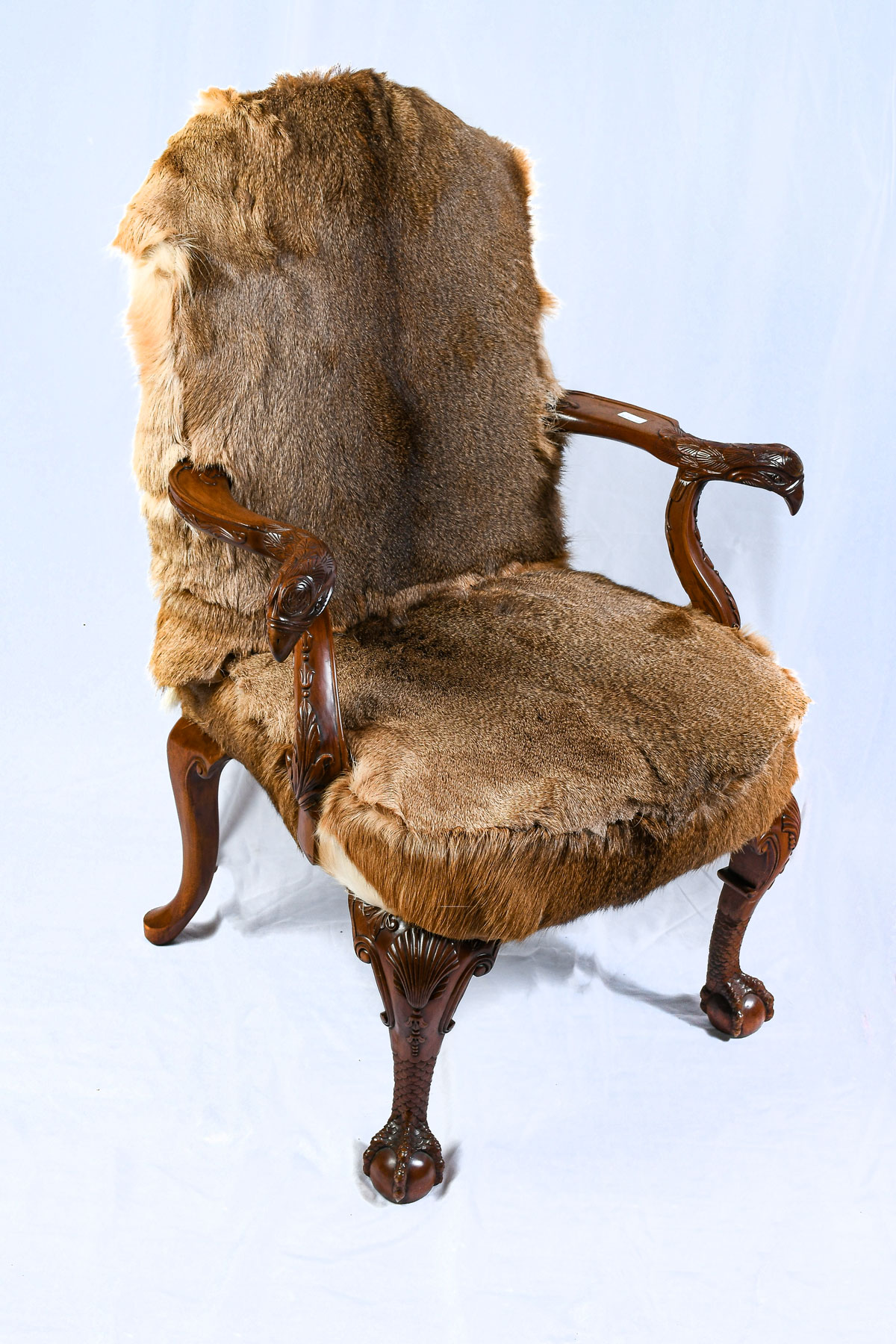 DEER HIDE UPHOLSTERED CHAIR: Having