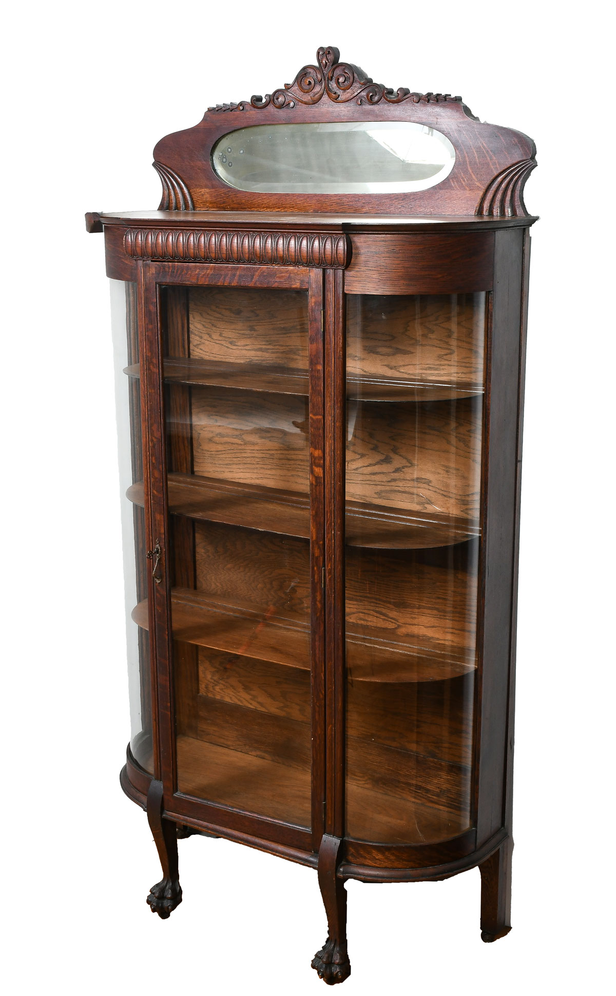 OAK TRIPLE BOWFRONT CABINET Surmounting 36c081