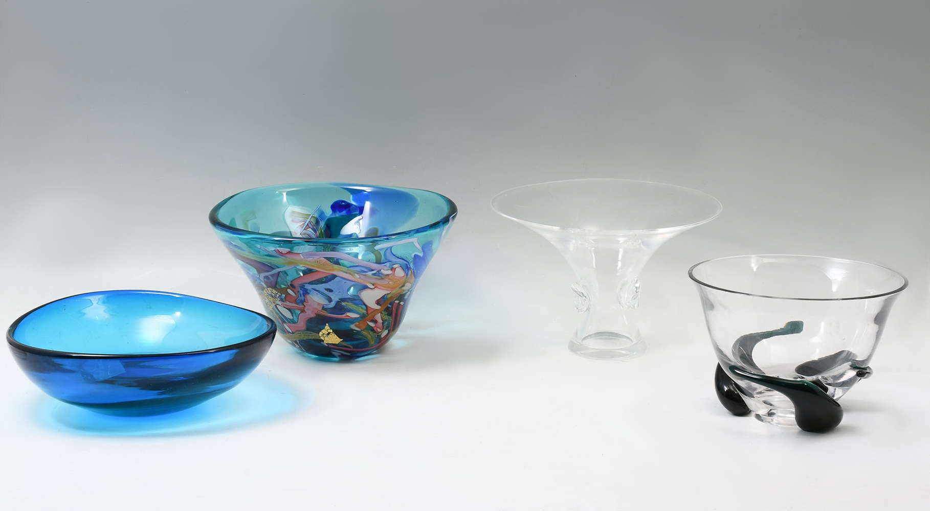 4 PC. ART GLASS VASE COLLECTION: