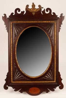 A mahogany wall mirror, 57cm x