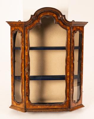 A Dutch floral marquetry display cabinet,