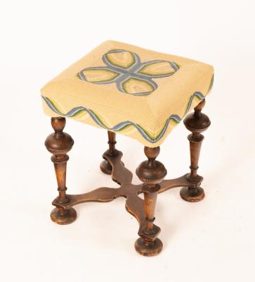 A walnut stool, William and Mary