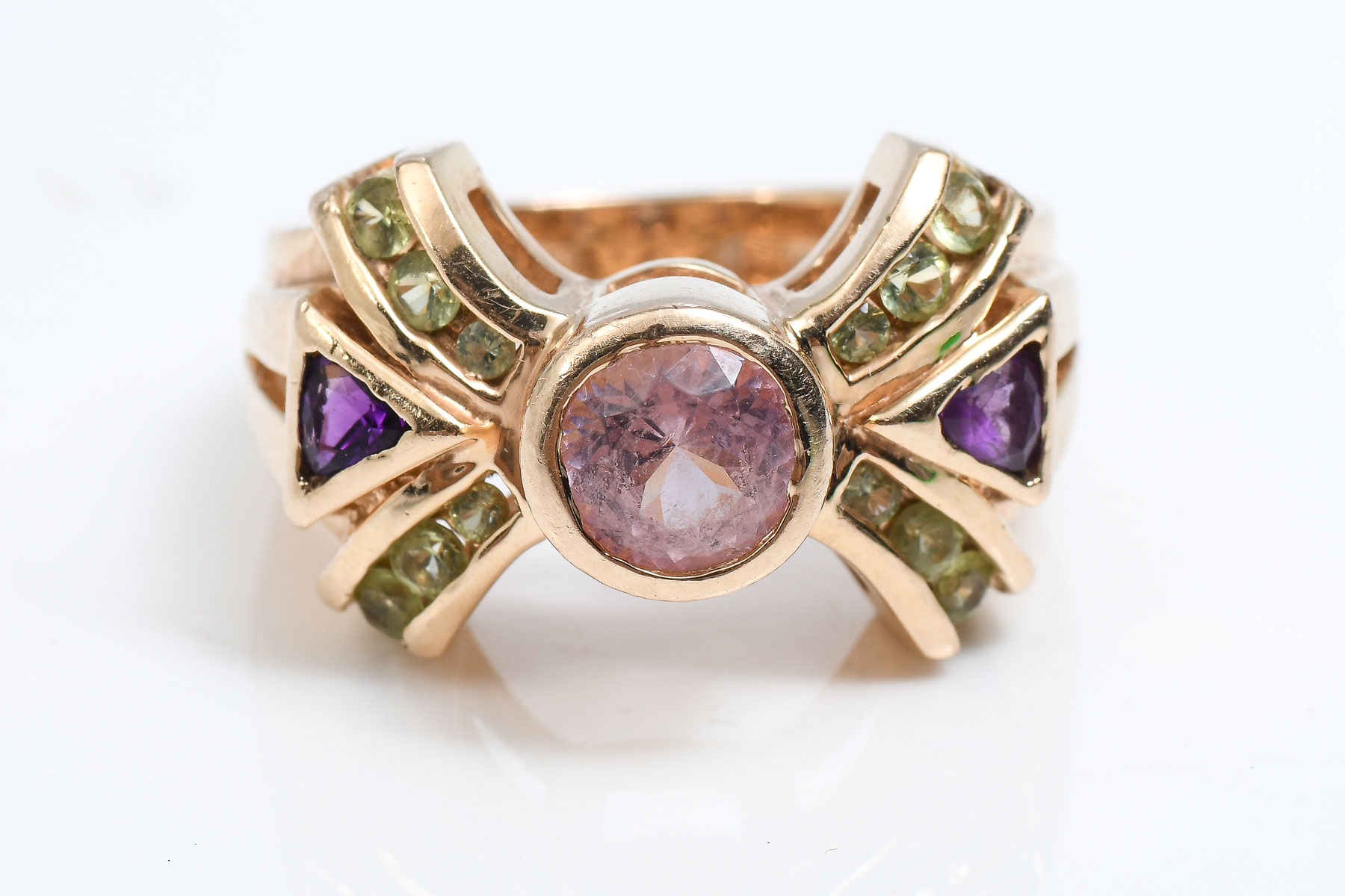 14K PURPLE-GREEN-PINK TOURMALINE