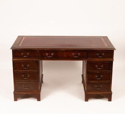 A reproduction pedestal desk, the three