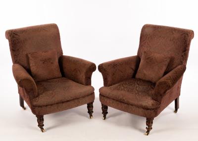 A pair of Edwardian upholstered