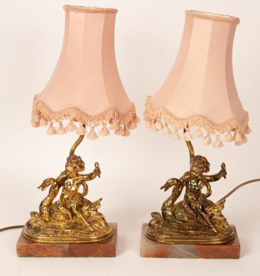 A pair of gilt brass table lights 36c211