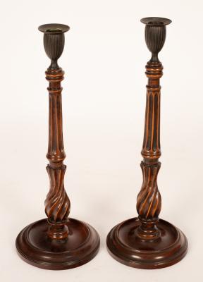 A pair of George III mahogany candlesticks  36c215